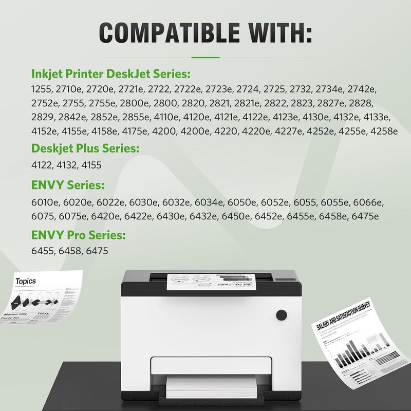ALLWORK خراطيش حبر بديلة 67XL لـ HP 67 XL أسود معاد تصنيعها لـ HP Ink 67 67XL لطابعة DeskJet 2755e 2700 2752 2855e 2800 2742e 4155e 4255e 4100 Envy 6055 6055e 6455e (عبوة 2) - Image 2